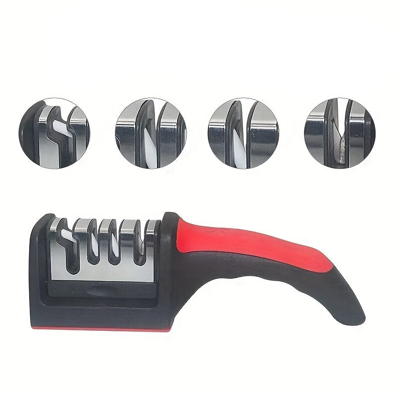 Knife Sharpener 4-Stage Diamond and Ceramic Rods Professional Kitchen Tool