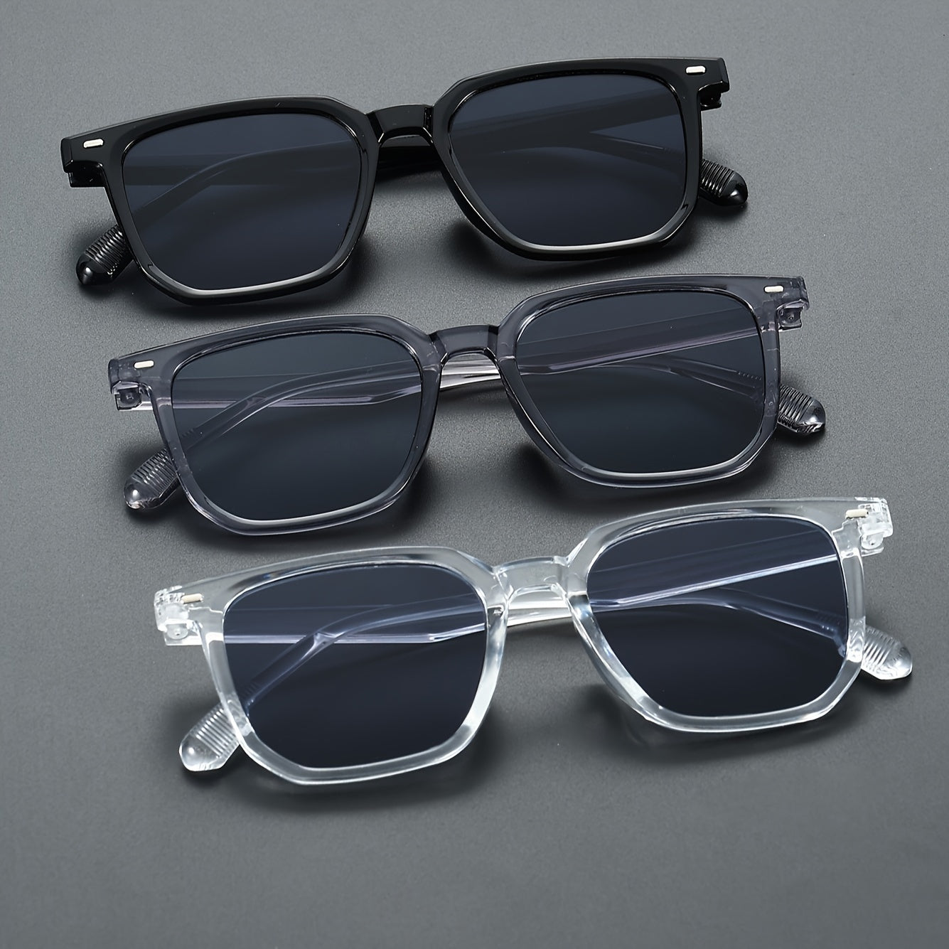 3-to'plam Vintage to'liq ramkali ko'zoynaklar, polikarbonat ramka va anti-refleks linzalar bilan, erkaklar uchun