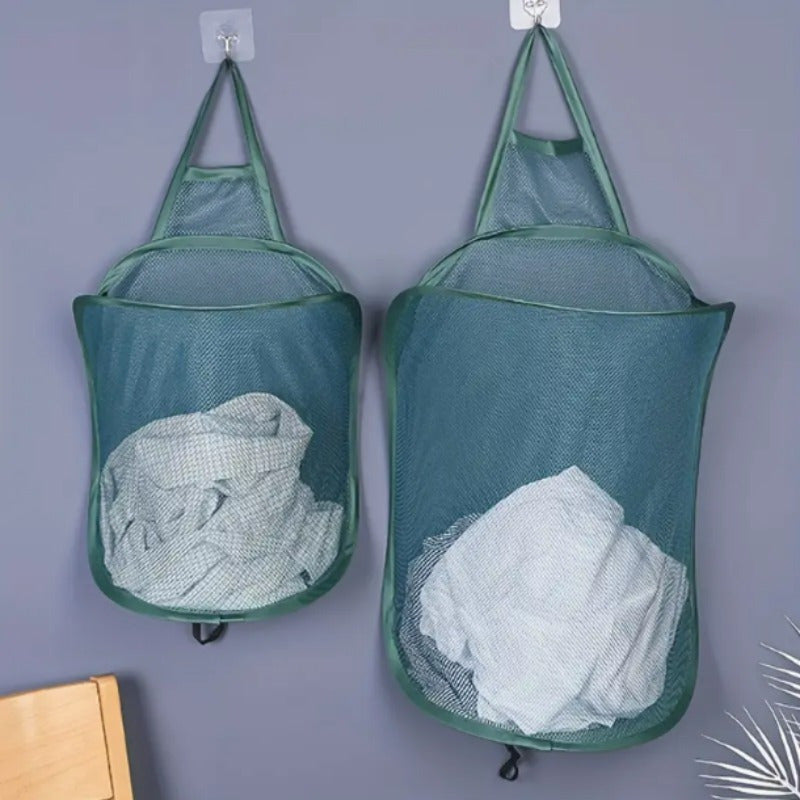 Складная сетчатая корзина для белья настенного монтажа для путешествий, кемпинга, ванной комнаты, хранения