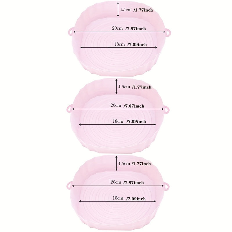 3-Pack Silicone Air Fryer Liners 7.09-Inch Non-Stick Reusable Oven Basket Bowls