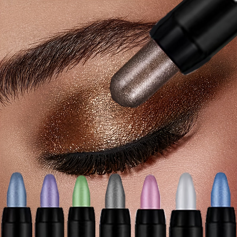 Women Waterproof Eye Shadow Stick with Rainbow Shimmer Long-Lasting Brightener
