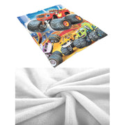 Cartoon Truck Pattern Flannel Throw Blanket for Couch Bed Sofa Travel