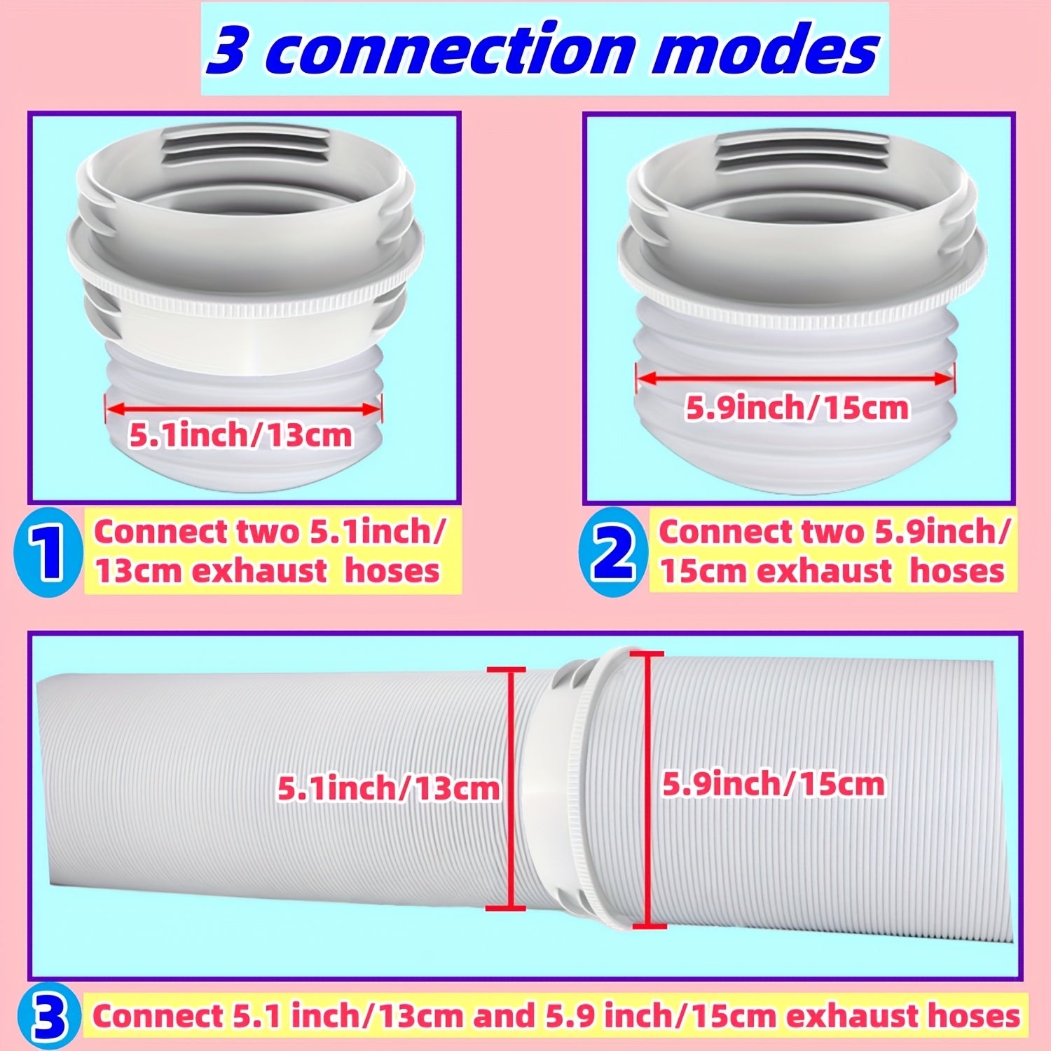 Portable AC Exhaust Hose Connector 12.95cm 14.99cm ABS Plastic Durable Heat Insulation