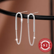Women's S925 Silver Earrings U-Shaped Chain Tassel Pendant Stylish Jewelry