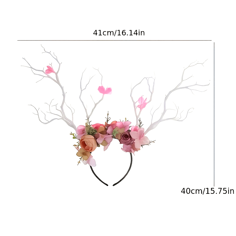Boho Flower Headband for Women with Large Branches for Parties and Costumes
