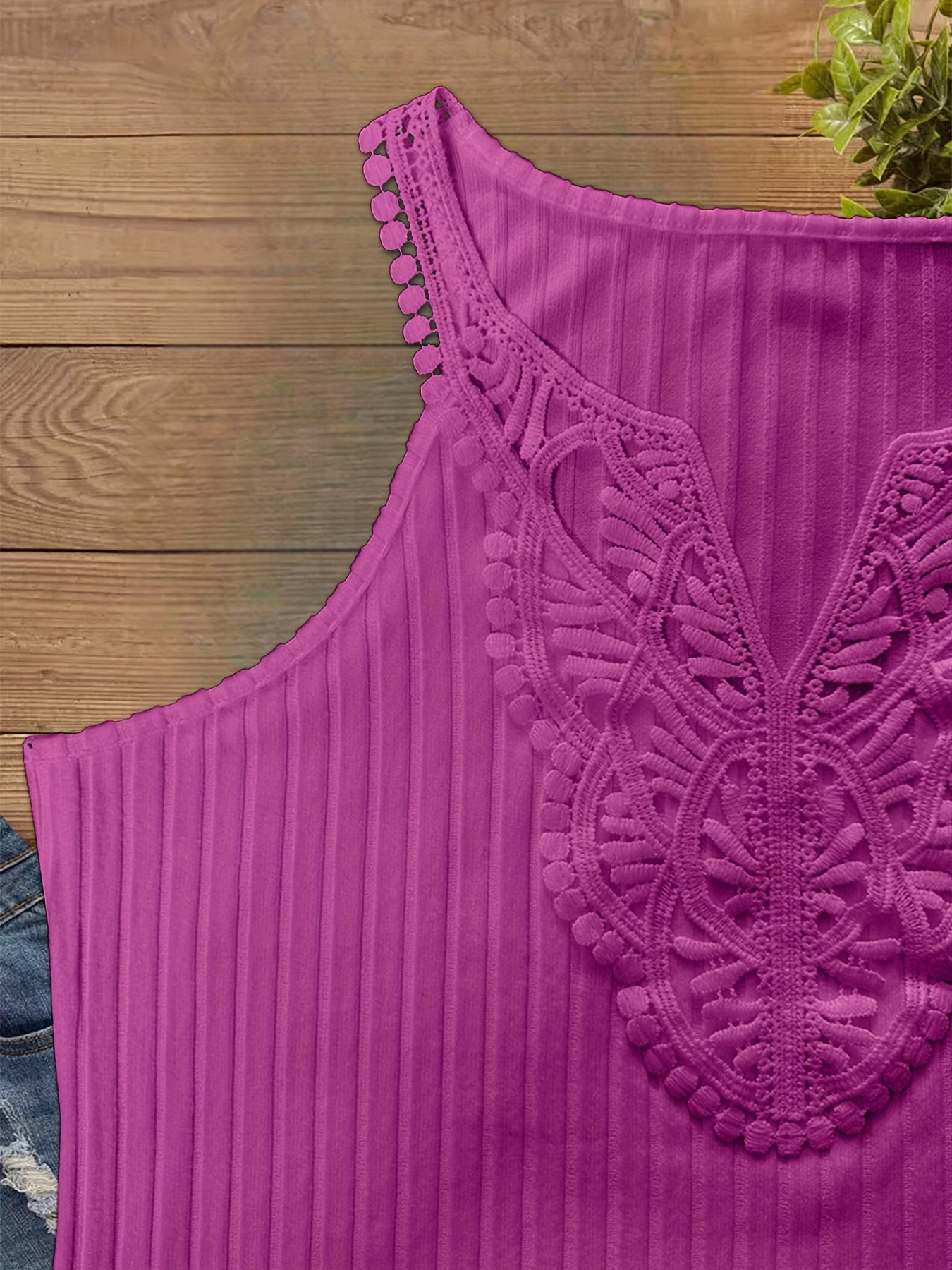 Женский топ без рукавов с кружевной отделкой и V-образным вырезом, размер плюс, темно-синий, повседневный