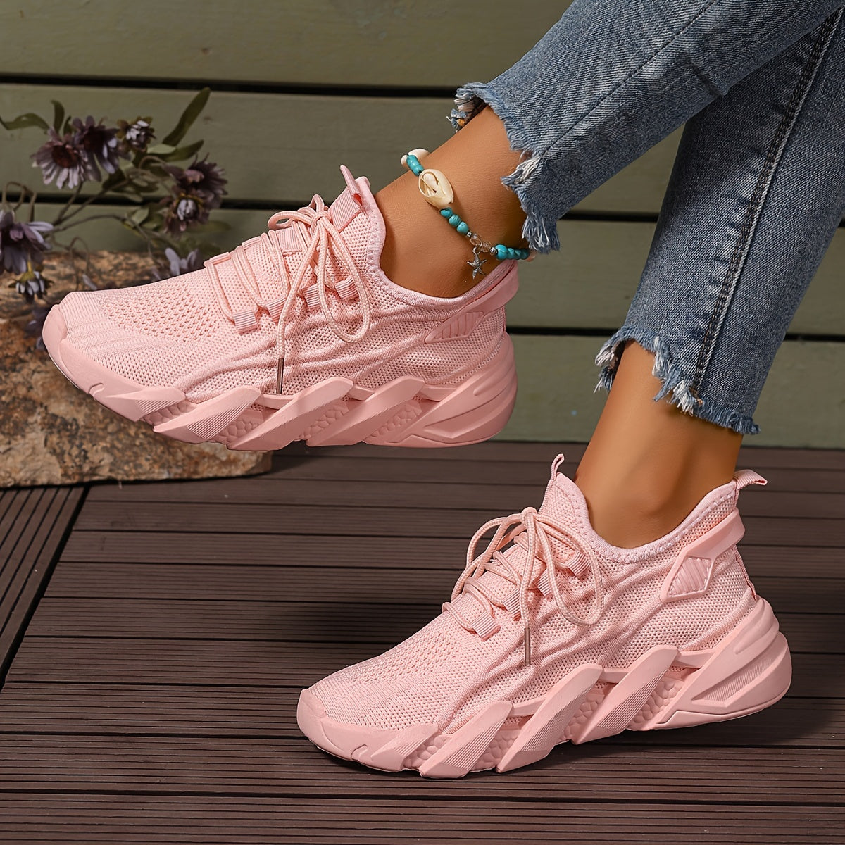 Women's Breathable Mesh Casual Sneakers Low-Top Walking Shoes