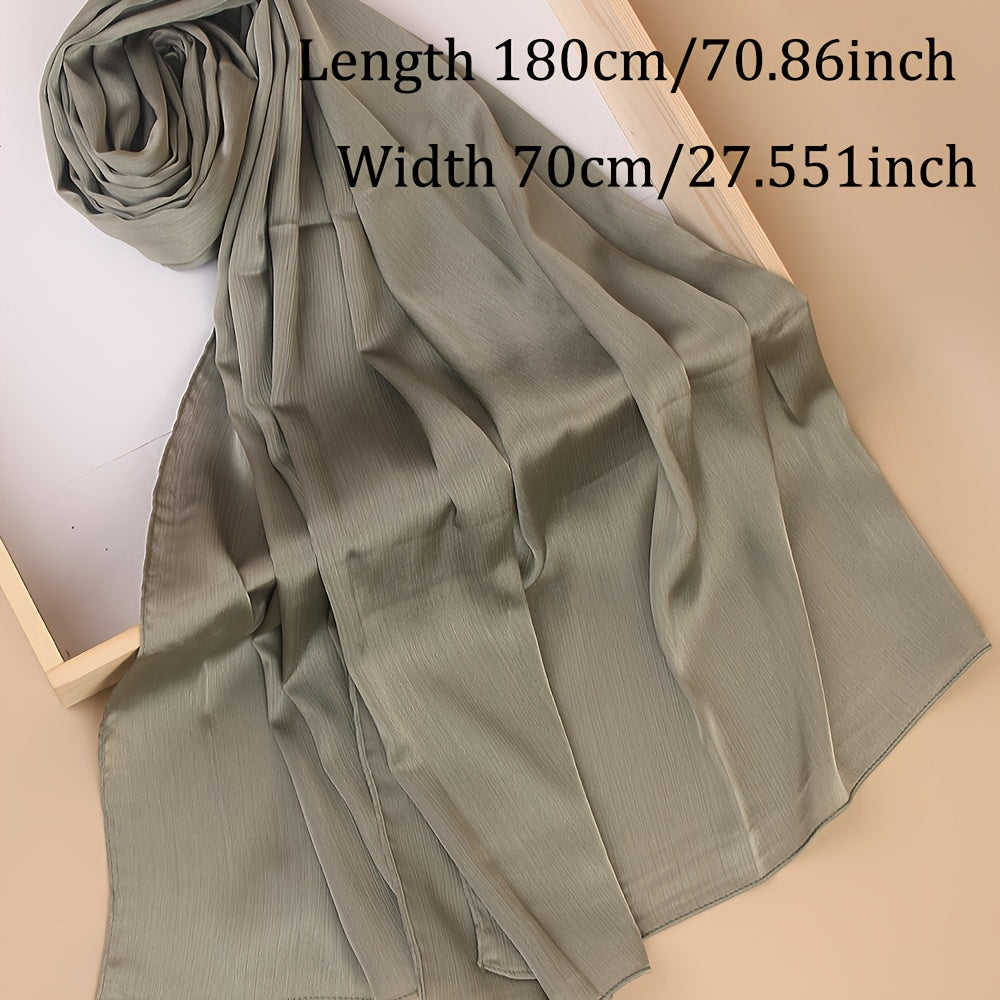 Pañuelo de cabeza clásico plisado de color sólido para uso casual, viaje y actividades al aire libre