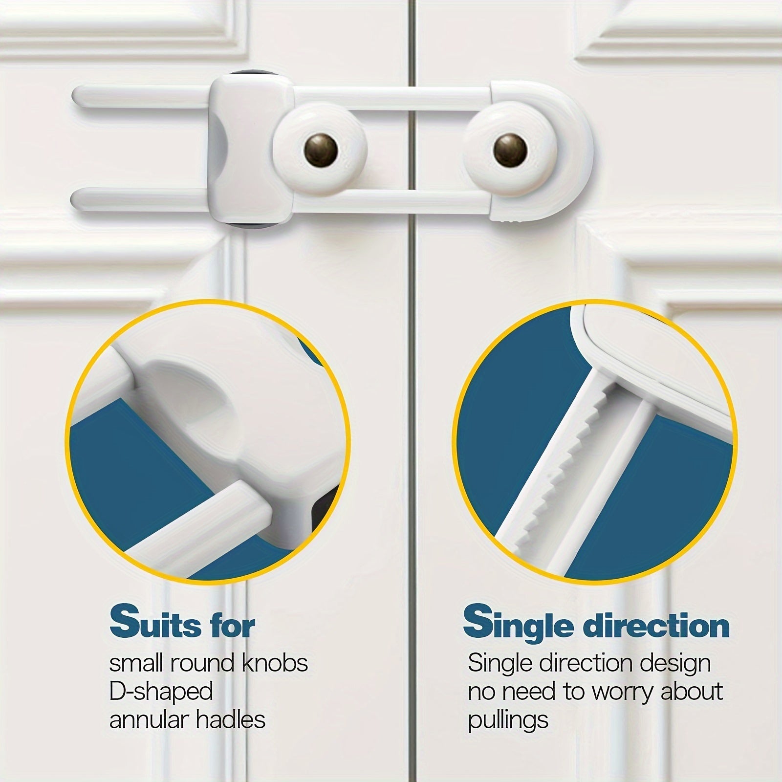 Childproof Cabinet Locks, Adjustable U-Shaped Latches for Kitchen and Bathroom
