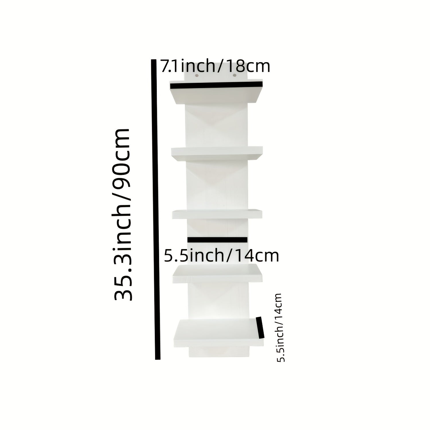 White Wooden Wall Shelf with Five Tiers for Storage and Organization