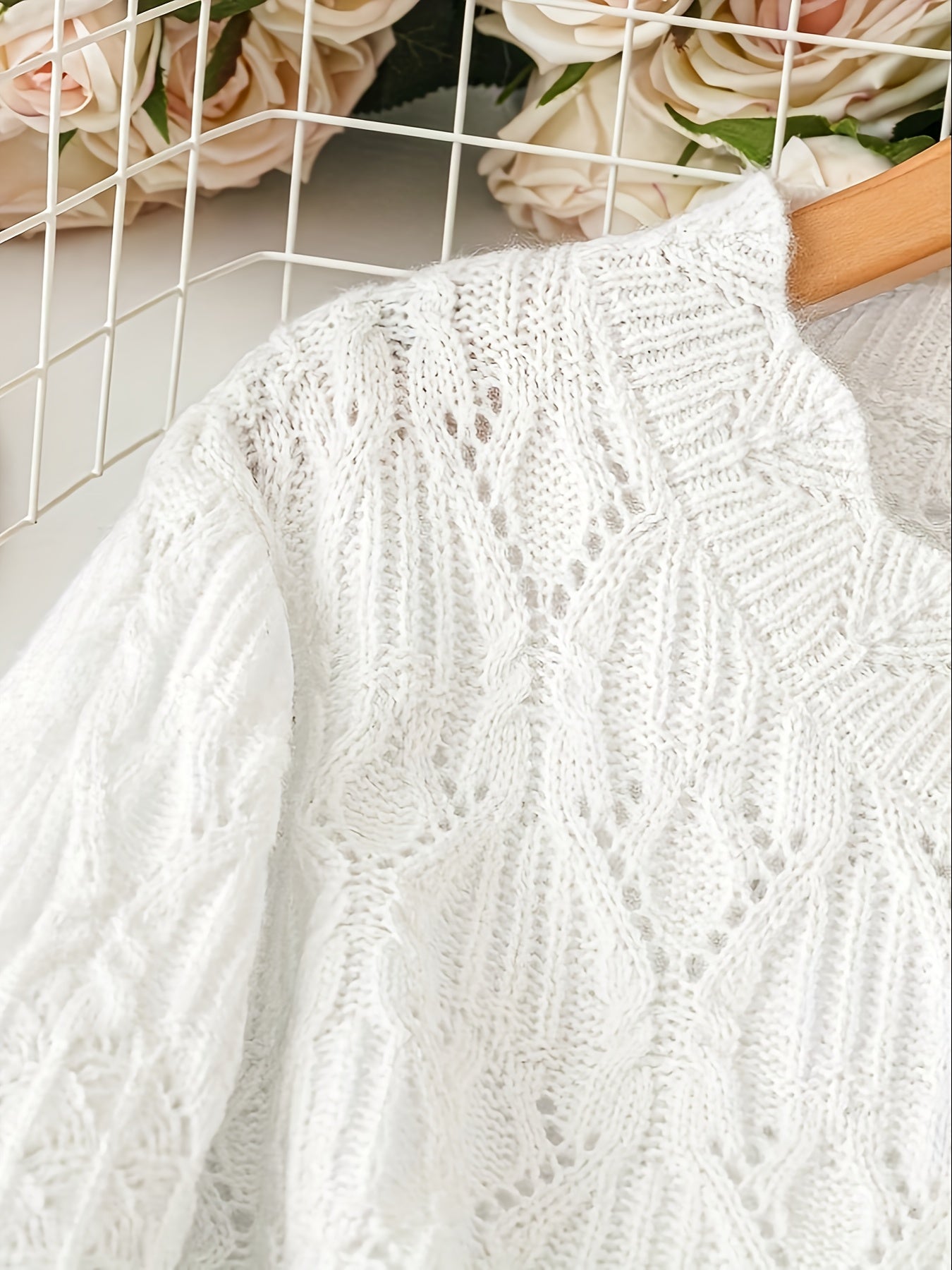 Plus Size Women's Solid Color Long Sleeve Cardigan Casual Hollow Style