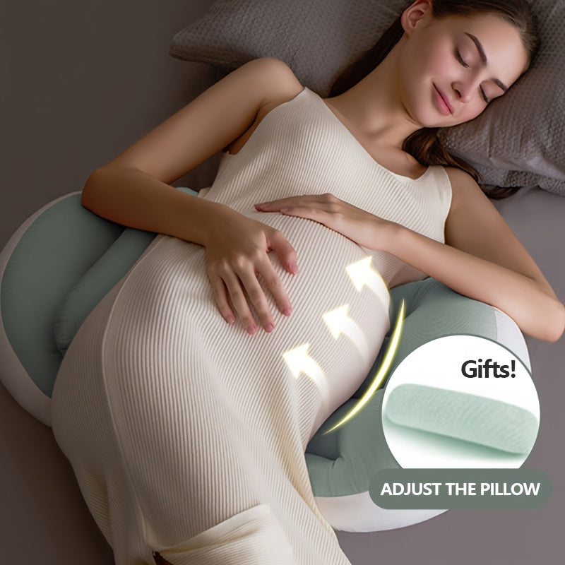 U-Shaped Ergonomic Maternity Pillow for Side Sleepers Lumbar and Belly Support Soft Polyester
