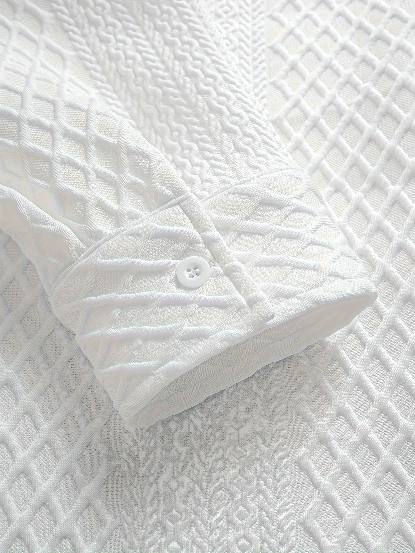 Men's Cotton Shirt with Geometric Diamond Pattern Regular Fit Knit Fabric Spring Fall Streetwear Plus Size