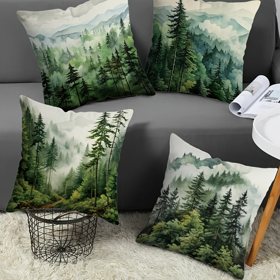 Square Pillow Cover Soothing Serenity Forest Green 44.96cm Washable Sofa Bedroom Decor