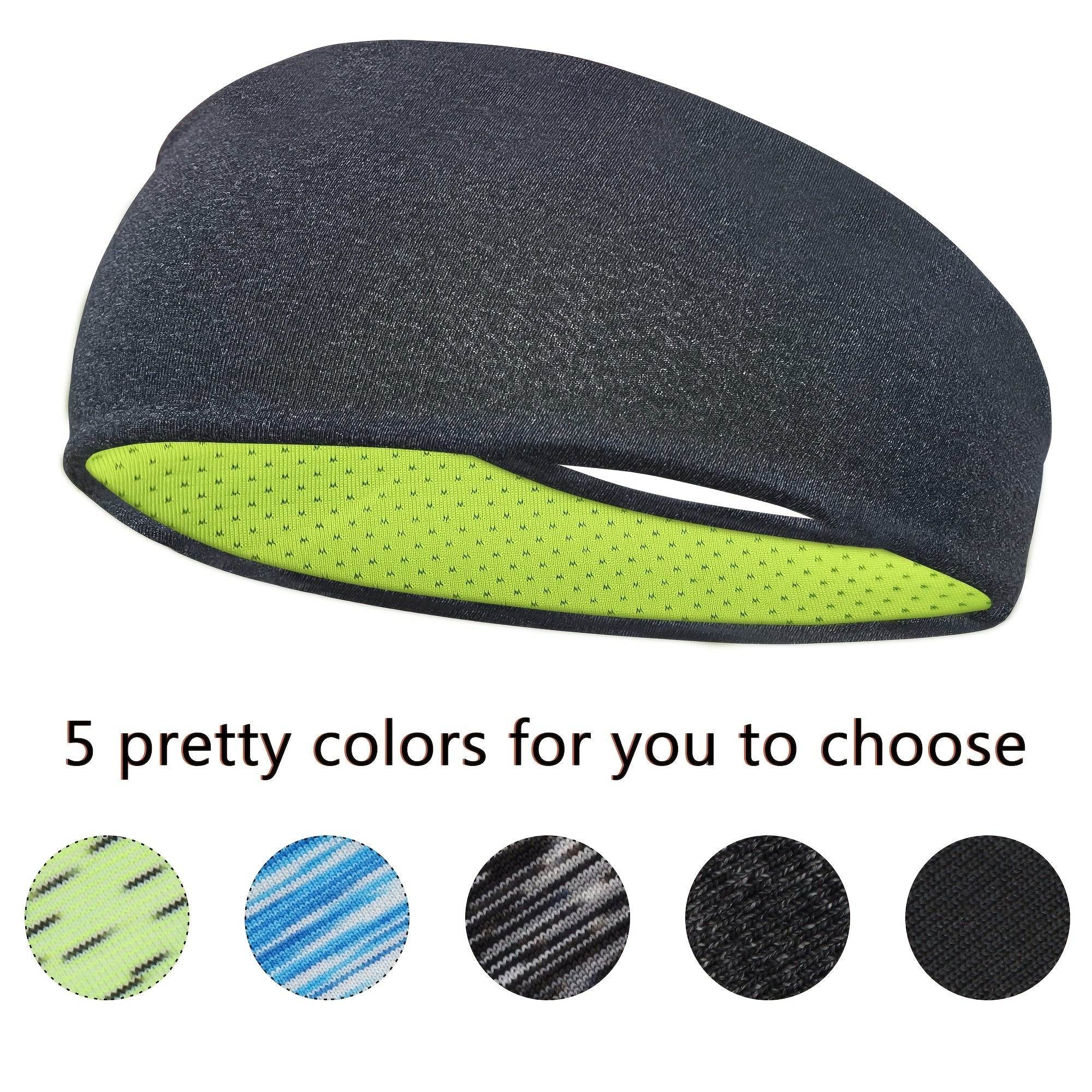 Men's Breathable Mesh Sports Headbands for Running Yoga Fitness Workout Pack of 5