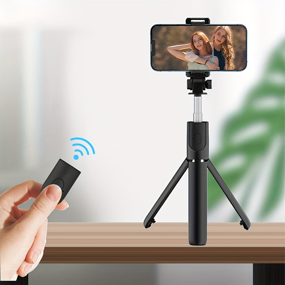 Настольный штатив с вращающейся на 360° держателем для телефона и беспроводной селфи-палкой для влога