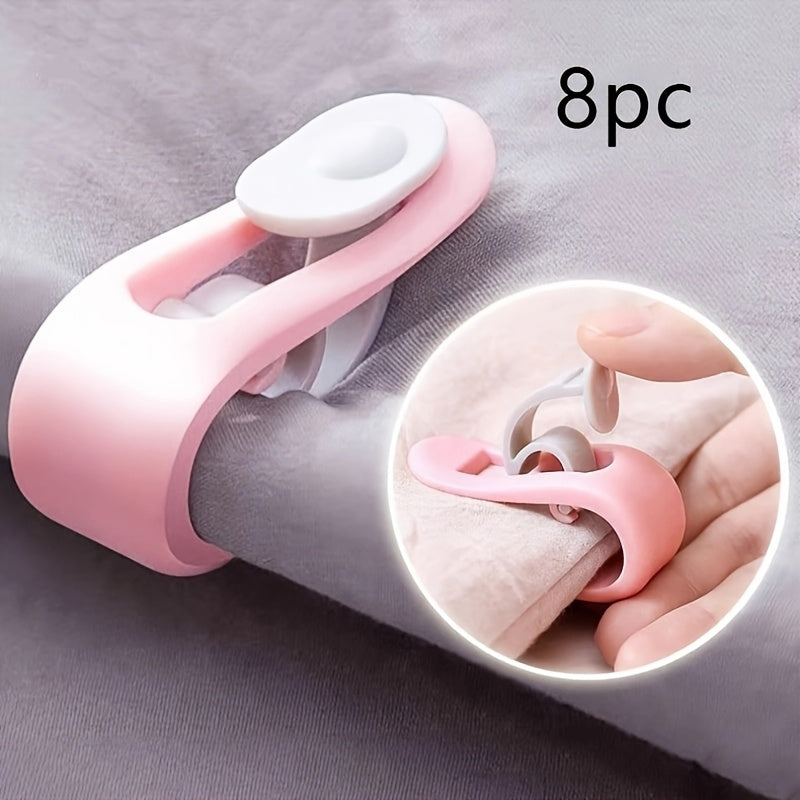 Set of 8 Pink No-Pin Quilt and Sheet Holders Anti-Slip Grips for Thick Covers