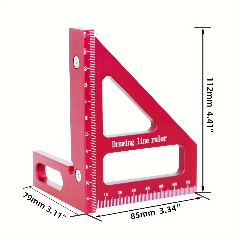 Aluminum Woodworking Square Ruler for Carpentry and DIY Projects 45 90 Degree Angles