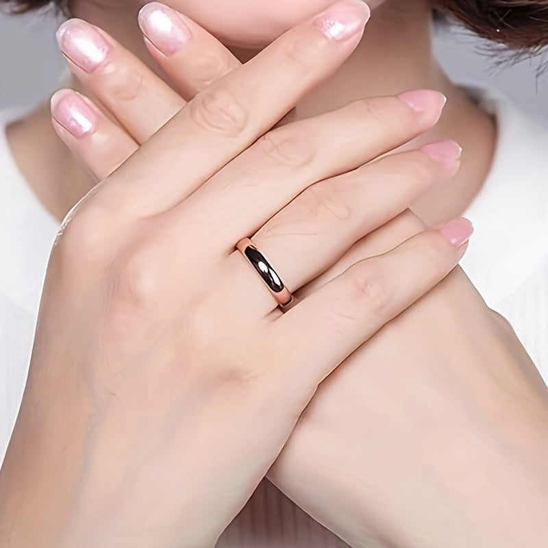 Unisex Rose Gold Tungsten Steel Ring 4mm Minimalist Wedding Engagement Sizes 4-13