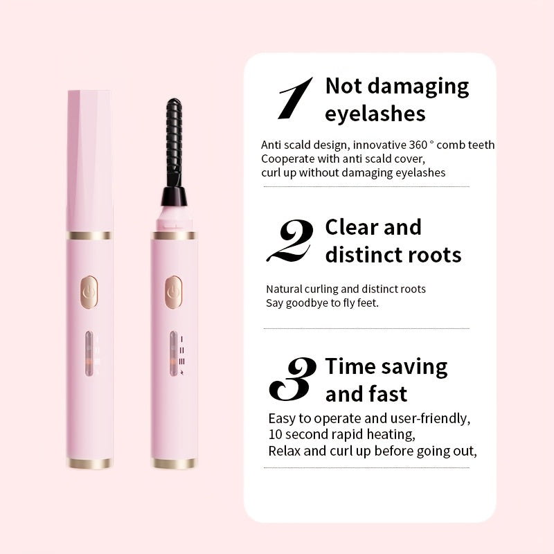 Электрическая щипцы для ресниц USB с перезаряжаемым нагревом, безопасна для всех форм глаз