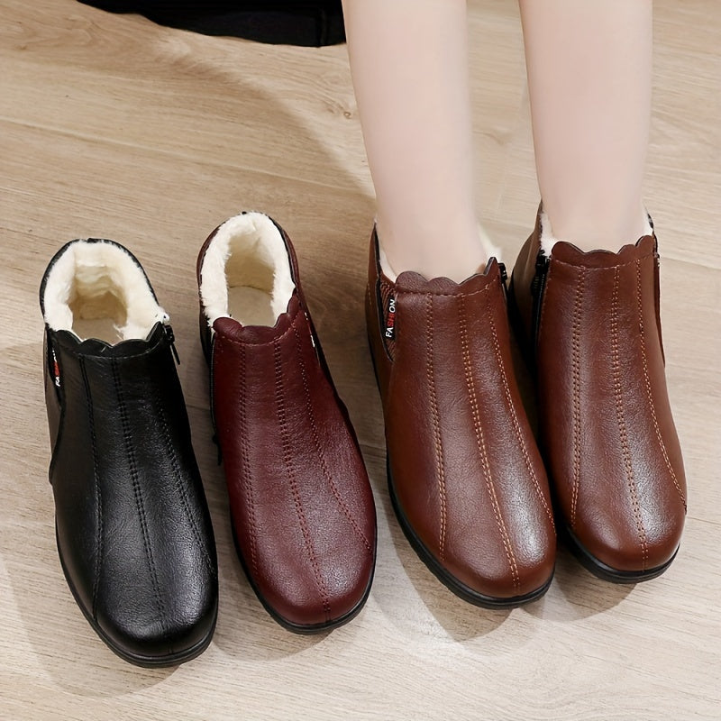 Botas de nieve de invierno para mujer con forro de felpa y suela de goma antideslizante tallas grandes