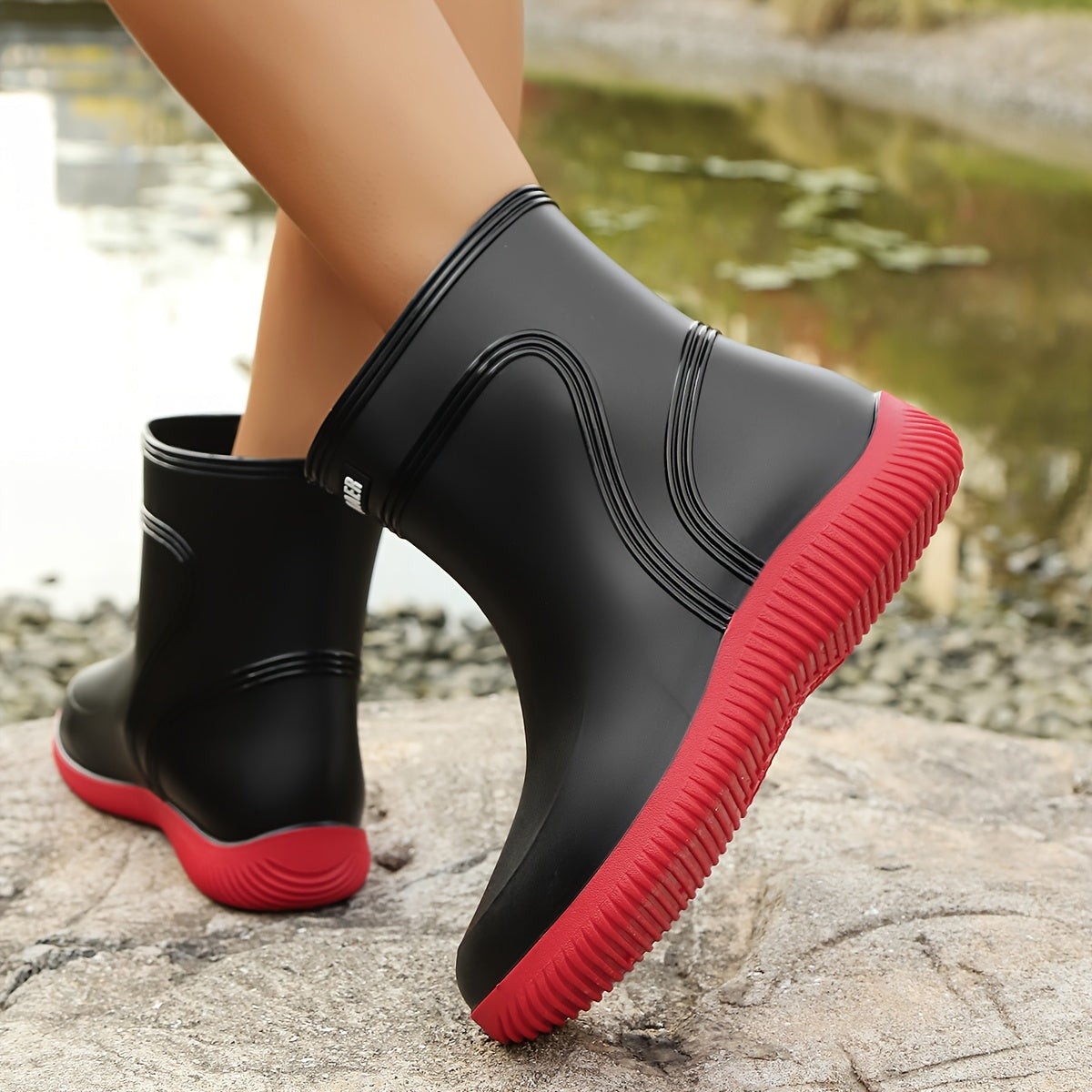 Women's Rain Boots Non-Slip PVC Slip-On Waterproof Gardening Shoes