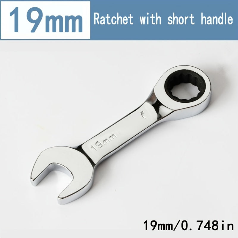 Mini Two-Way Ratchet Wrench, 72 Tooth, Metal Open-End, Durable Rust-Proof