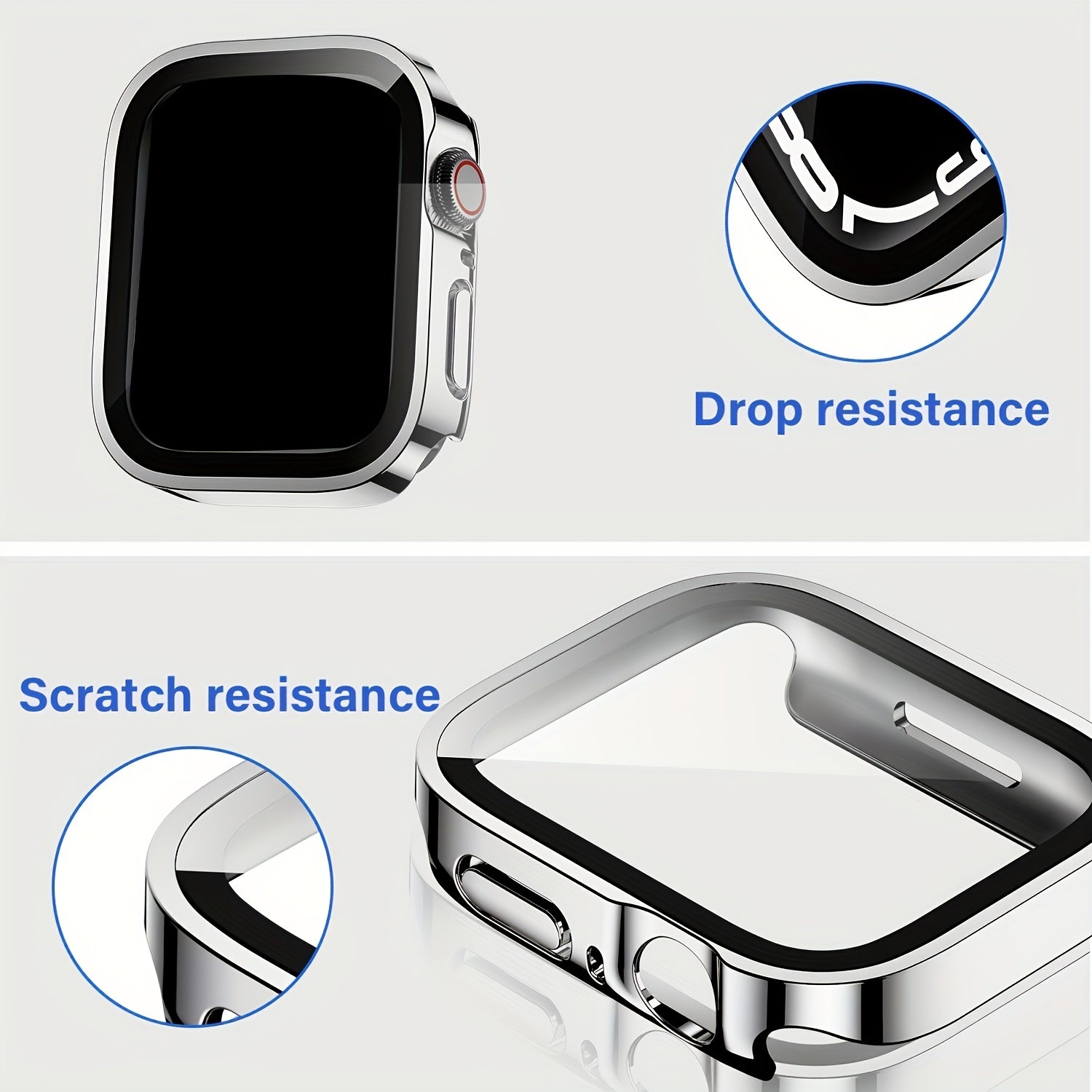 3-Piece Full Coverage PC Protective Case Set for Apple Watch with Built-in Glass Screen Protector 40mm-49mm