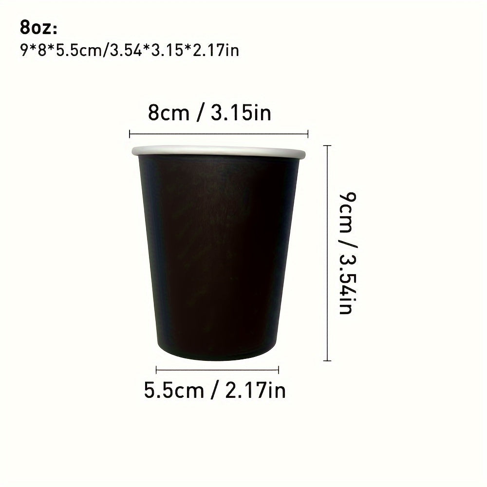 Black Paper Cups 8 Ounce Recyclable Hot Beverage for Parties Weddings Picnics