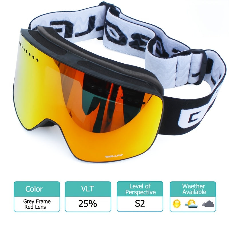 Adult Ski Goggles Mirrored Double Layer Lens TPU Frame for Snowboarding and Ice Skating
