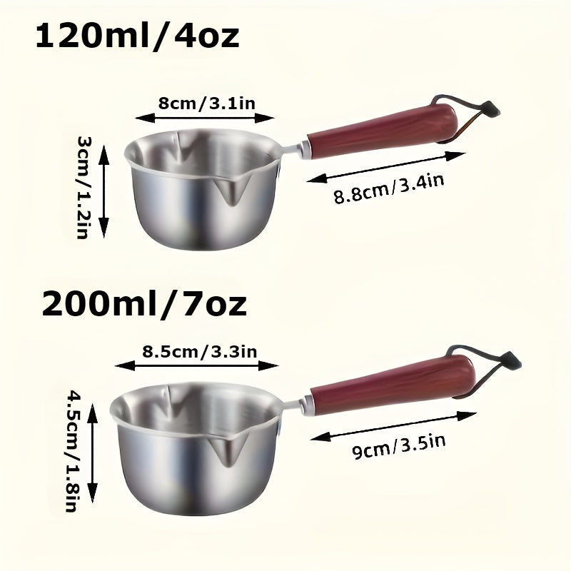 Stainless steel mini butter warmer, 120ml/200ml, elektriksiz, suv o'tkazmaydigan, sariyog'ni, pishloq, shokolad, omletlarni eritish uchun. Oshxona pishirish asbobi.