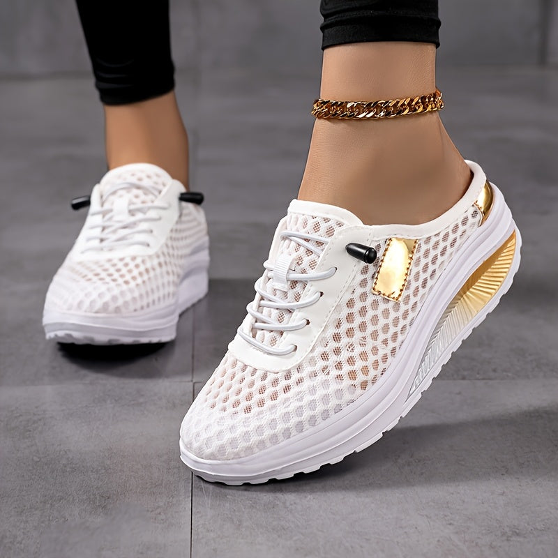 Women's Thick-Soled Slip-On Shoes Breathable Knitted Sole Comfortable Walking