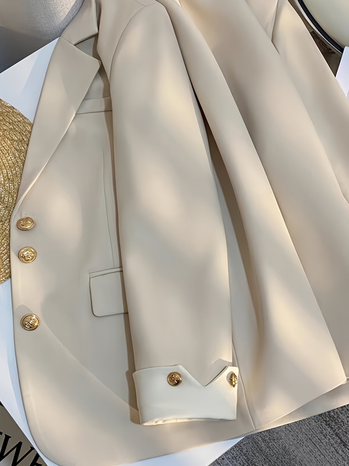 Women's Polyester Suit Jacket Long Sleeve Solid Chic Spring Fall Korean Style 2024