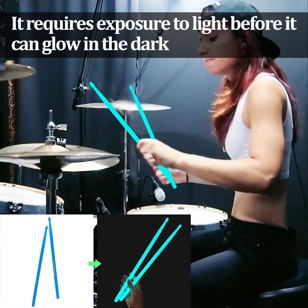 5A флуоресцентные палочки для ударных, джазовые молотки, нейлоновые светящиеся ударные палочки для начинающих и исполнителей, подарки для барабанщиков.