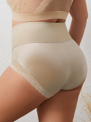 Plus Size High Waist Tummy Control Panties 2-Pack Breathable Lace Underwear