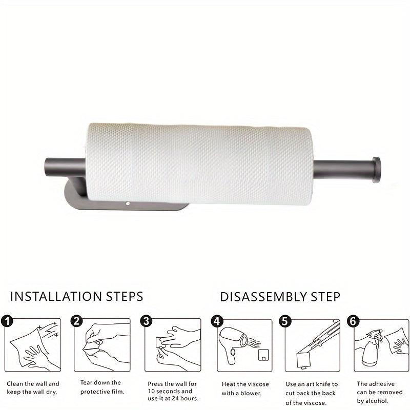 Stainless Steel Wall Mount Paper Towel Holder with Self-Adhesive or Drill Installation