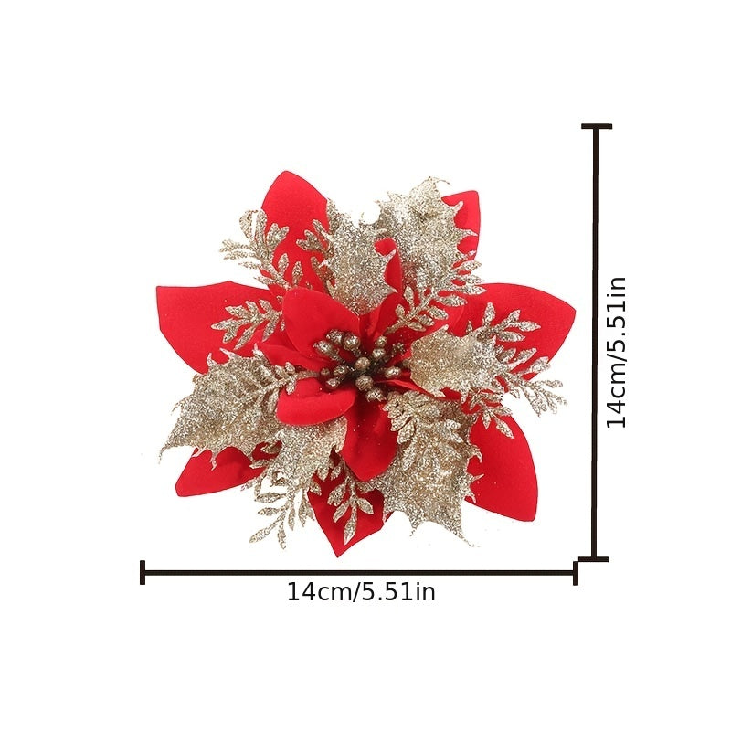 Golden Dust Flowers Rattan Garland Decorations for Christmas Windows