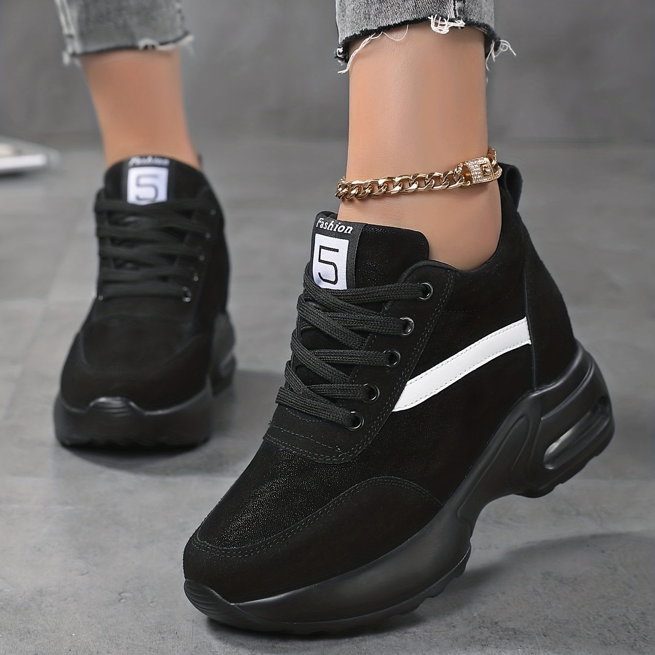 Zapatillas casual de colorblock para mujer con cordones, de caña baja y antideslizantes