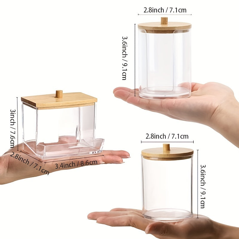 Bathroom Organizer Set 10OZ 7OZ Swab Dispenser Clear Lids