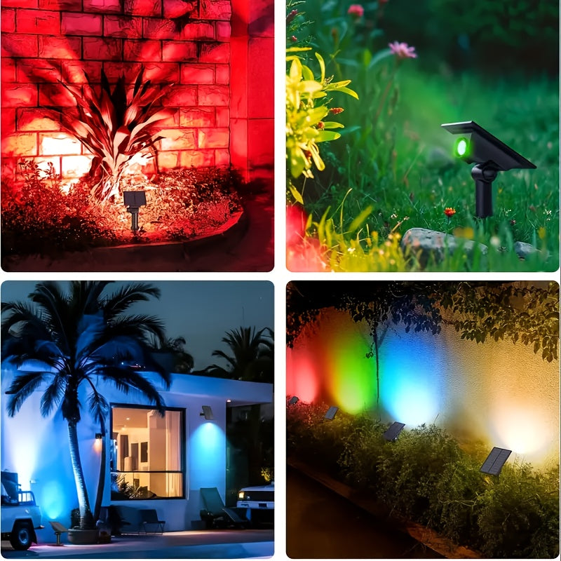 9-LED RGB Solar Outdoor Spotlight Waterproof Wall Stairs Terrace Garden Decoration
