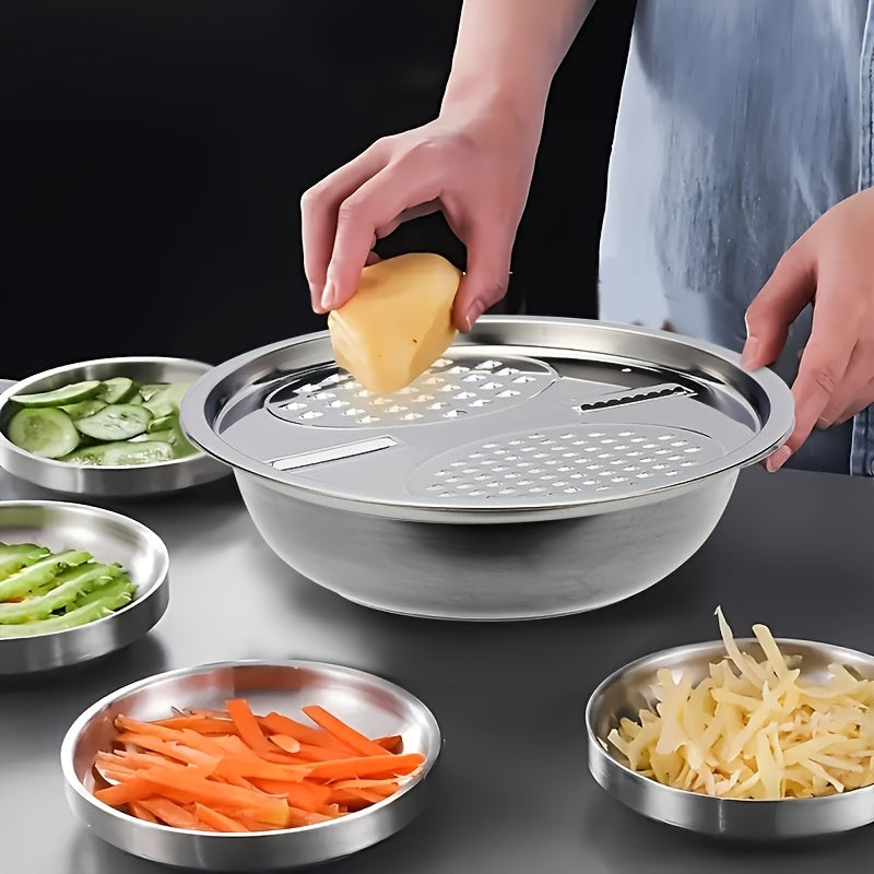 Stainless Steel Kitchen Set 3 Pieces Slicer Grater Strainer with Drain Basket