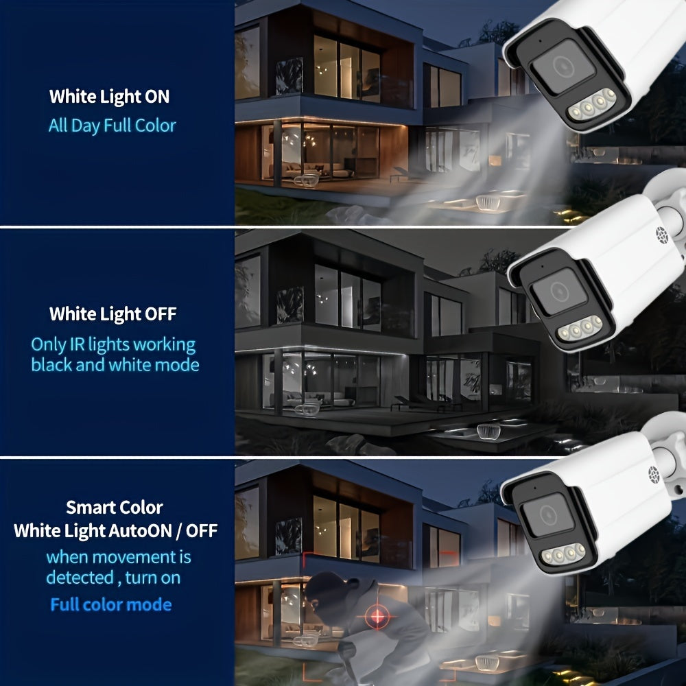 4MP 2K Outdoor PoE Security Camera with Night Vision Human Detection Wide-Angle Lens