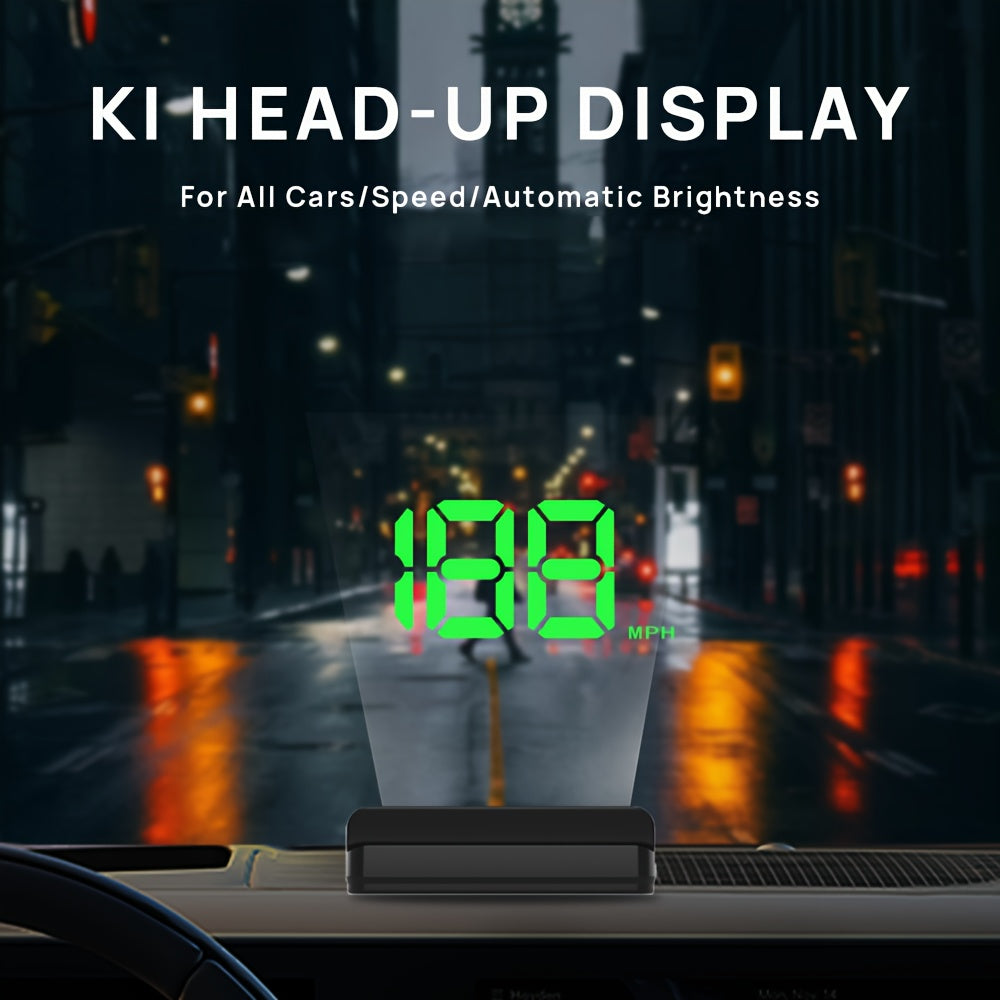 Universal Car Digital Speedometer HUD with White and Green LED Compatible with All Vehicles