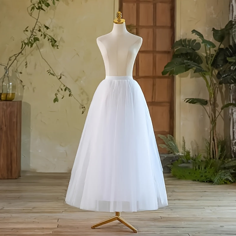 Toʻliq uzunlikdagi tulle petticoat toʻy va partiy uchun, nafis, moliyali, koʻp qatlamli polyesterli sharf