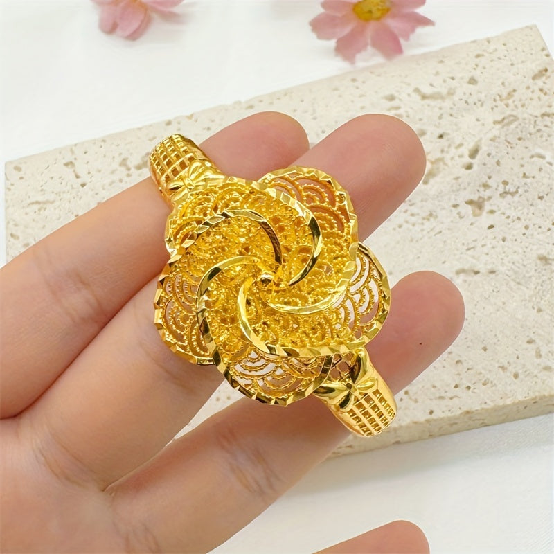 Vintage Floral Jewelry Bracelet Gold Plated Copper Wedding Party Accessory
