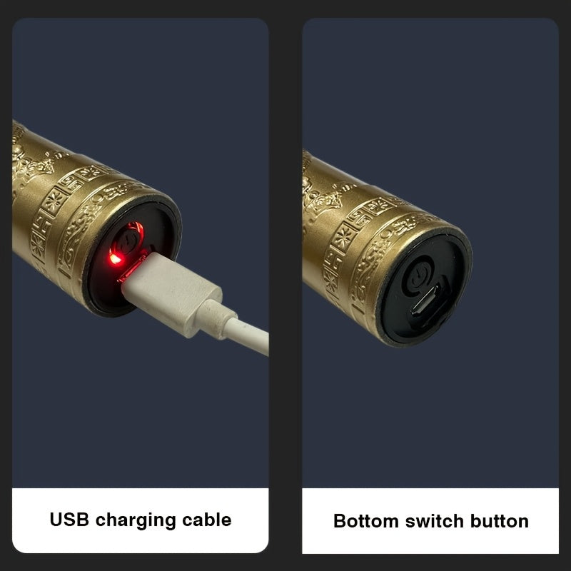 Retro Carved Electric Hair Clipper USB Rechargeable Portable Travel Grooming Tool