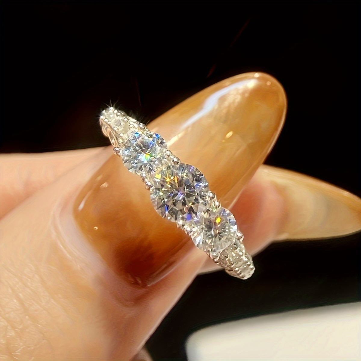 Sterling Silver Moissanite Engagement Ring for Women Wedding Anniversary Jewelry