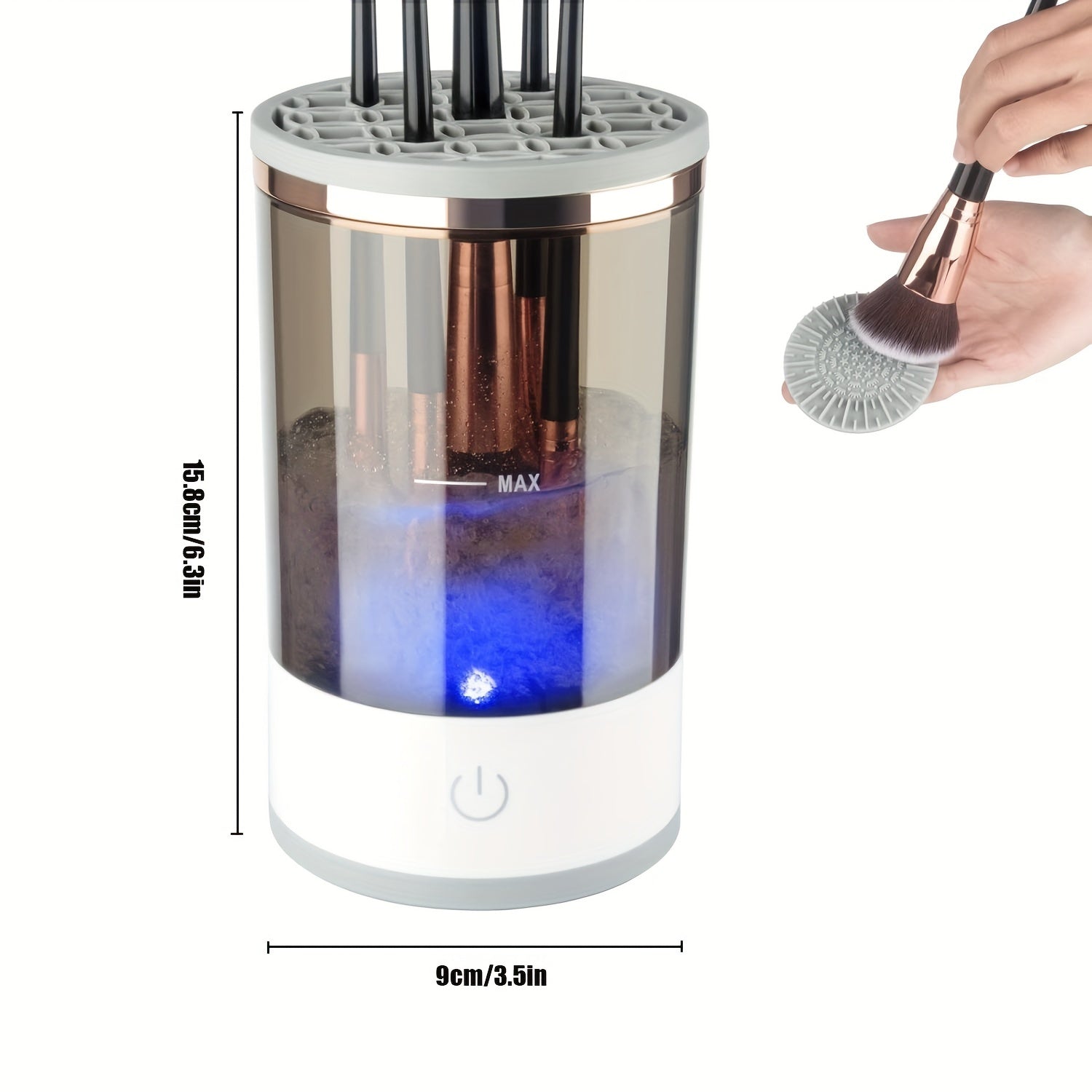 Electric Makeup Brush Cleaner USB Automatic Deep Clean Multi-Size Compatibility Visual Water Tank