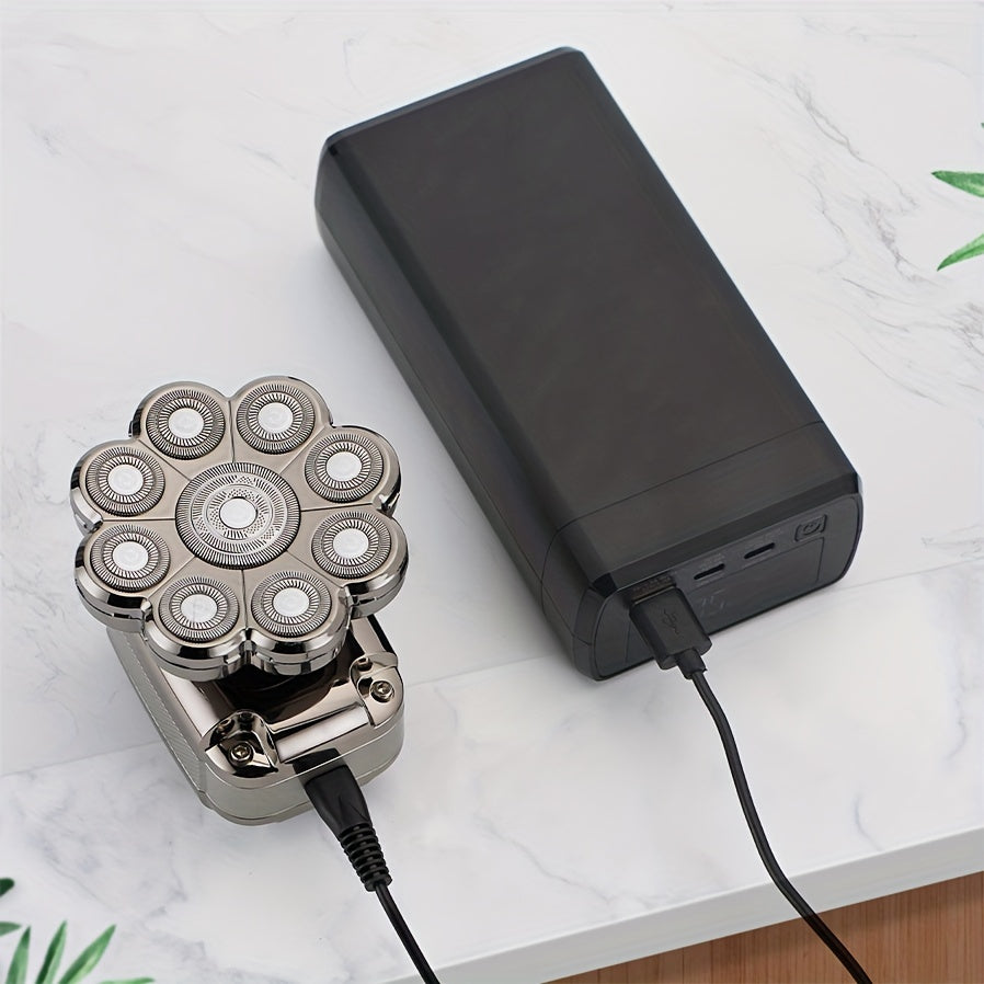 5-in-1 Elektr shaver erkaklar uchun, ajraladigan boshli, LCD displeyli soch kesgich, burun trimmeri, cho'tka, massajchi