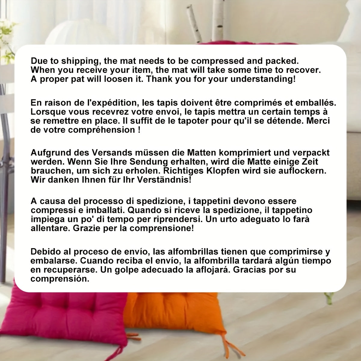 4-Pack Polyester Chair Cushions for Garden, Restaurant, Car, Office Chairs in Multiple Colors